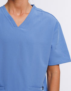 Essential V Neck Scrub Top - Ceil Blue