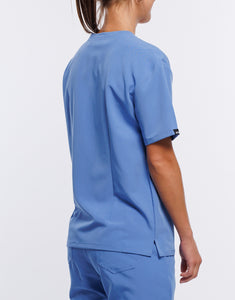 Essential V Neck Scrub Top - Ceil Blue