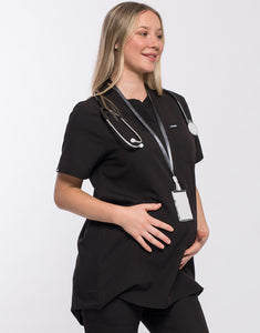 Essential Maternity Scrub Top - Black