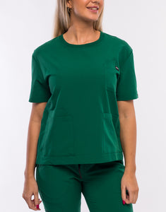 Essential Crewneck Scrub Top - Evergreen