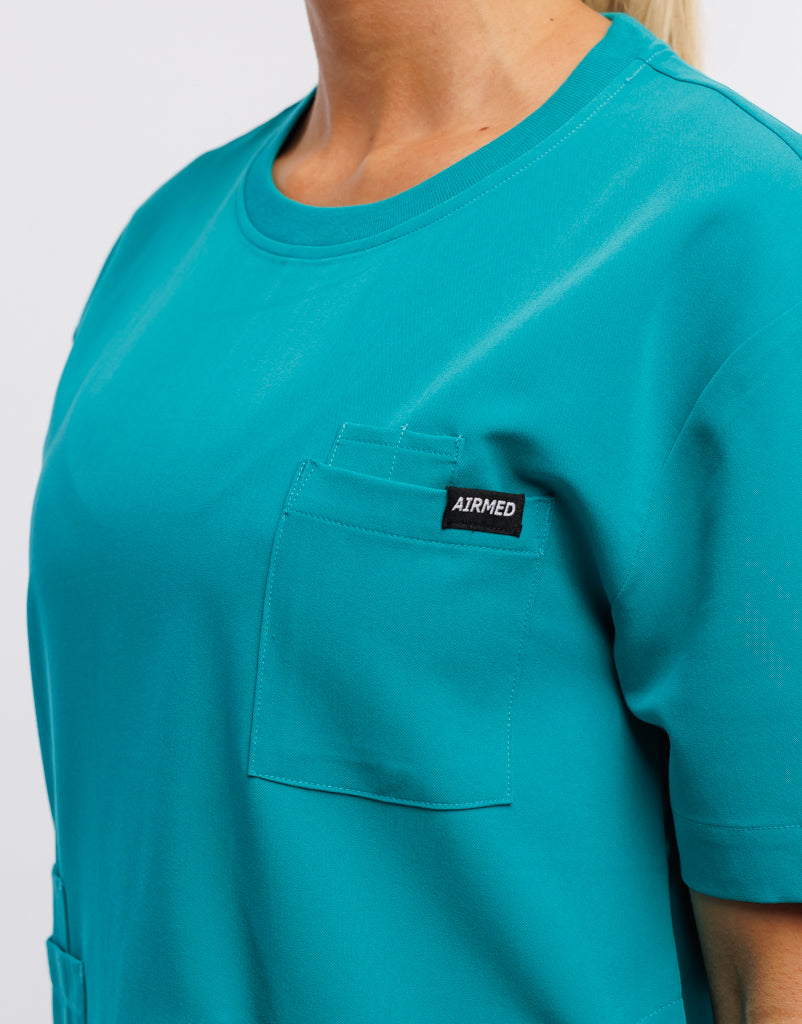 Essential Crewneck Scrub Top - Sydney Teal