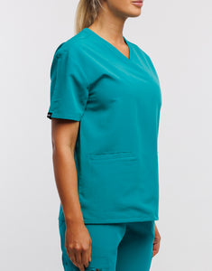 Essential V Neck Scrub Top - Sydney Teal