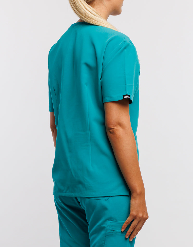 Essential V Neck Scrub Top - Sydney Teal