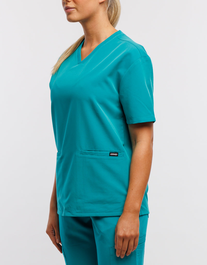 Essential V Neck Scrub Top - Sydney Teal