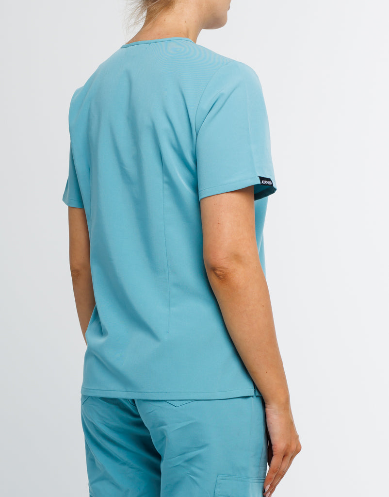 Essential One Pocket V Neck Scrub Top - Audrey Teal