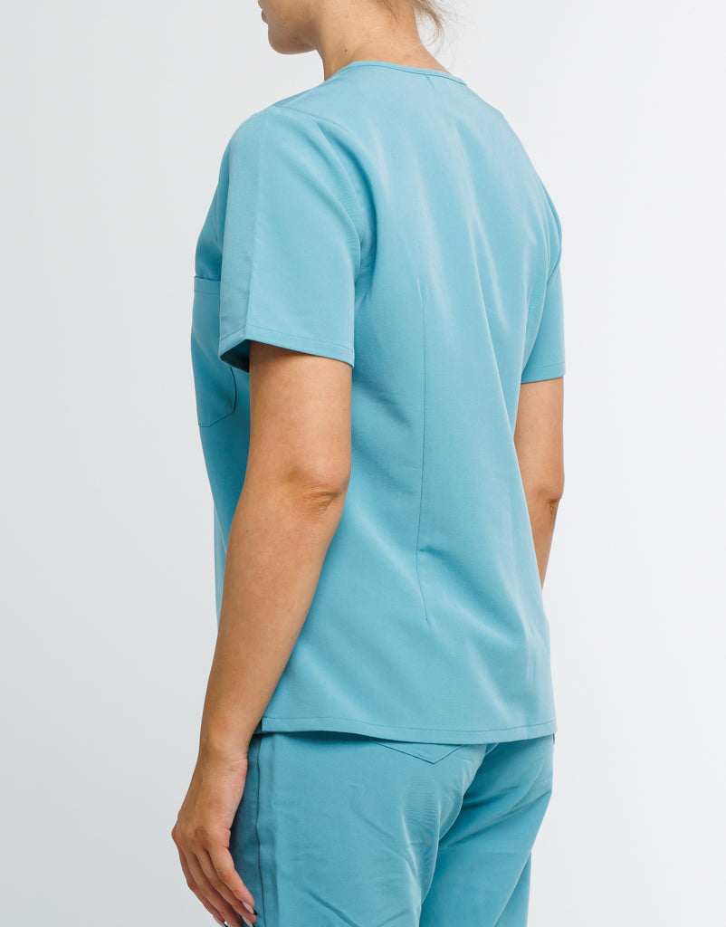 Essential One Pocket V Neck Scrub Top - Audrey Teal