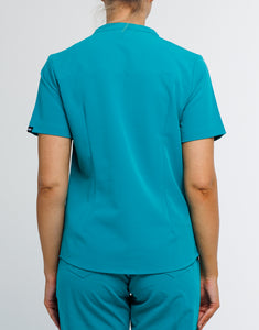 Full Button Scrub Top - Sydney Teal