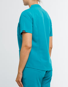 Full Button Scrub Top - Sydney Teal