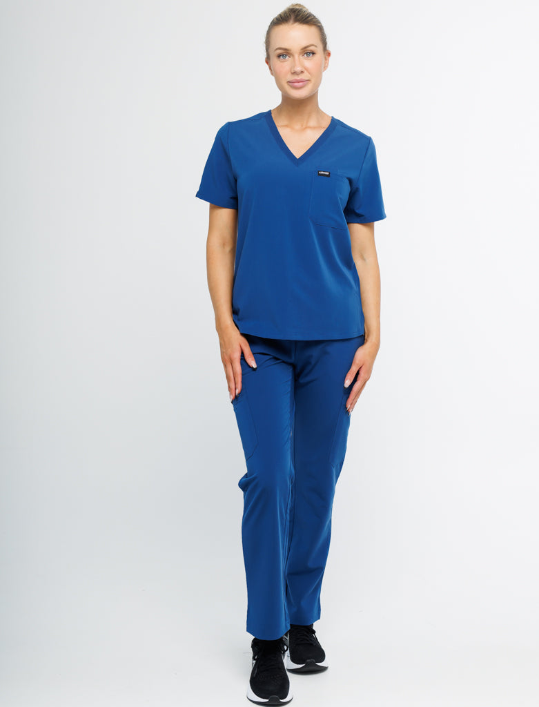 Essential One Pocket V Neck Scrub Top - Royal Blue