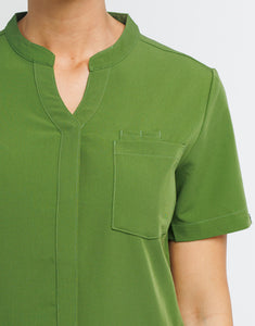 Full Button Scrub Top - Fern Green