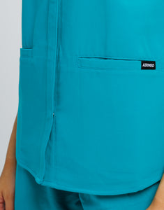 Full Button Scrub Top - Sydney Teal