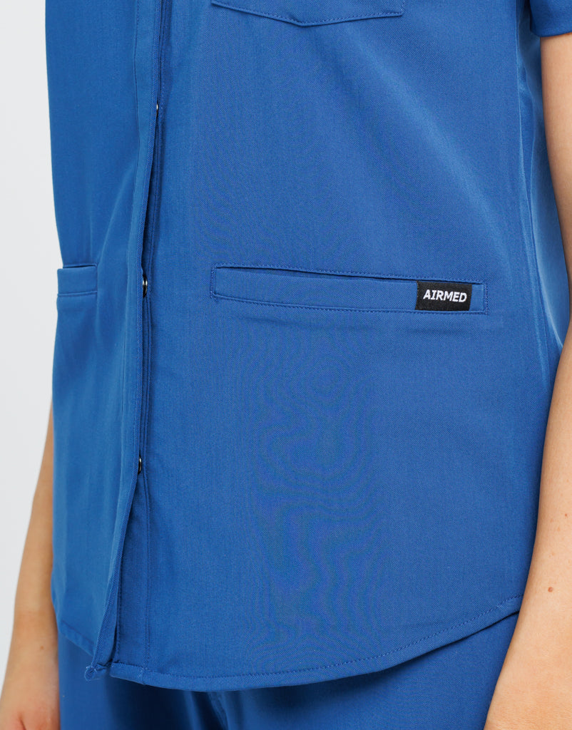 Full Button Scrub Top - Royal Blue