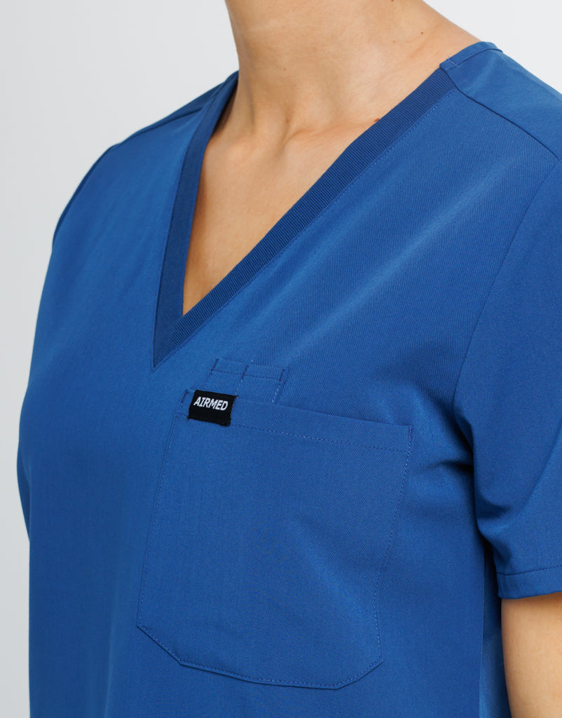 Essential One Pocket V Neck Scrub Top - Royal Blue