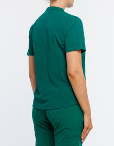 Full Button Scrub Top - Evergreen