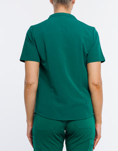 Full Button Scrub Top - Evergreen