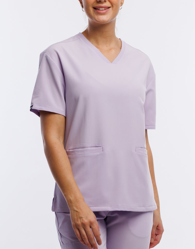 Essential V Neck Scrub Top - Pastel Lilac