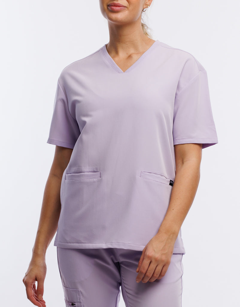 Essential V Neck Scrub Top - Pastel Lilac