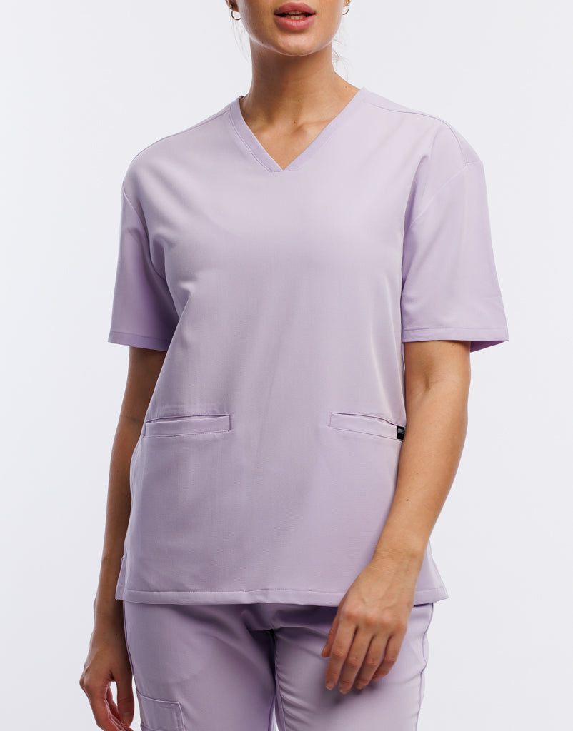 Essential V Neck Scrub Top - Pastel Lilac