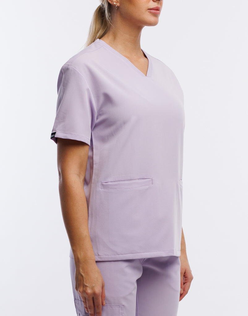 Essential V Neck Scrub Top - Pastel Lilac