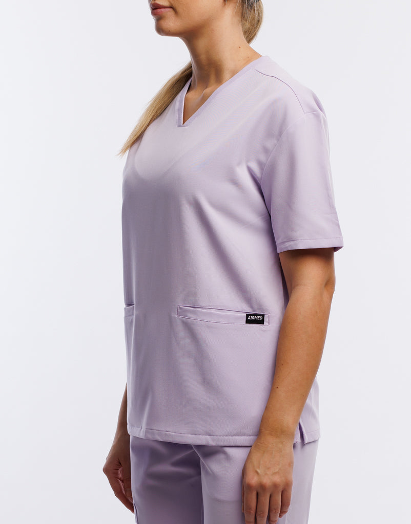 Essential V Neck Scrub Top - Pastel Lilac