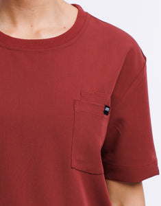 Essential Crewneck Scrub Top - Bordeaux Red