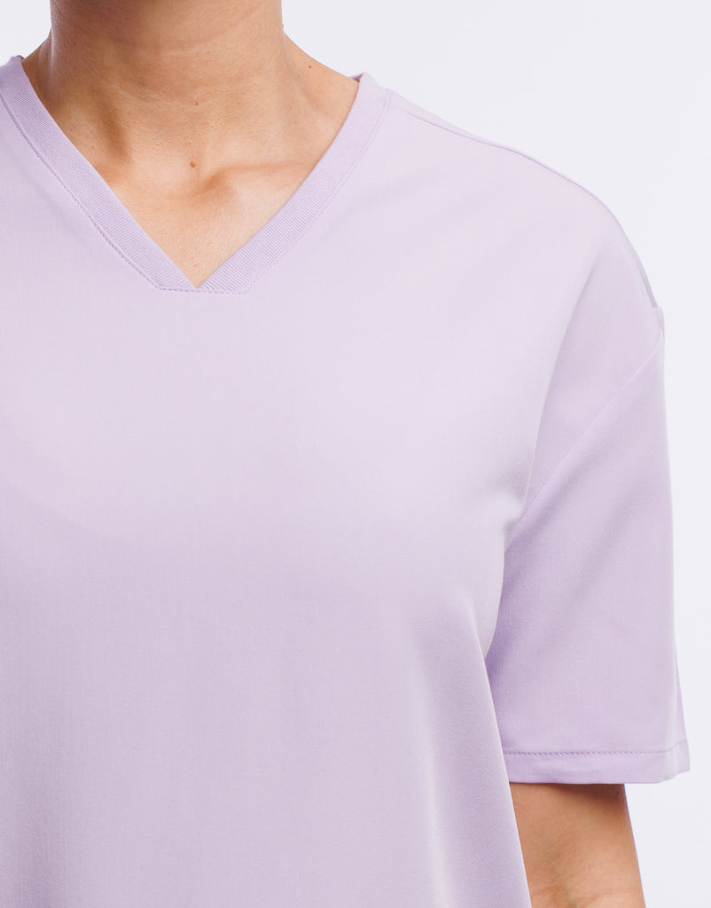 Essential V Neck Scrub Top - Pastel Lilac