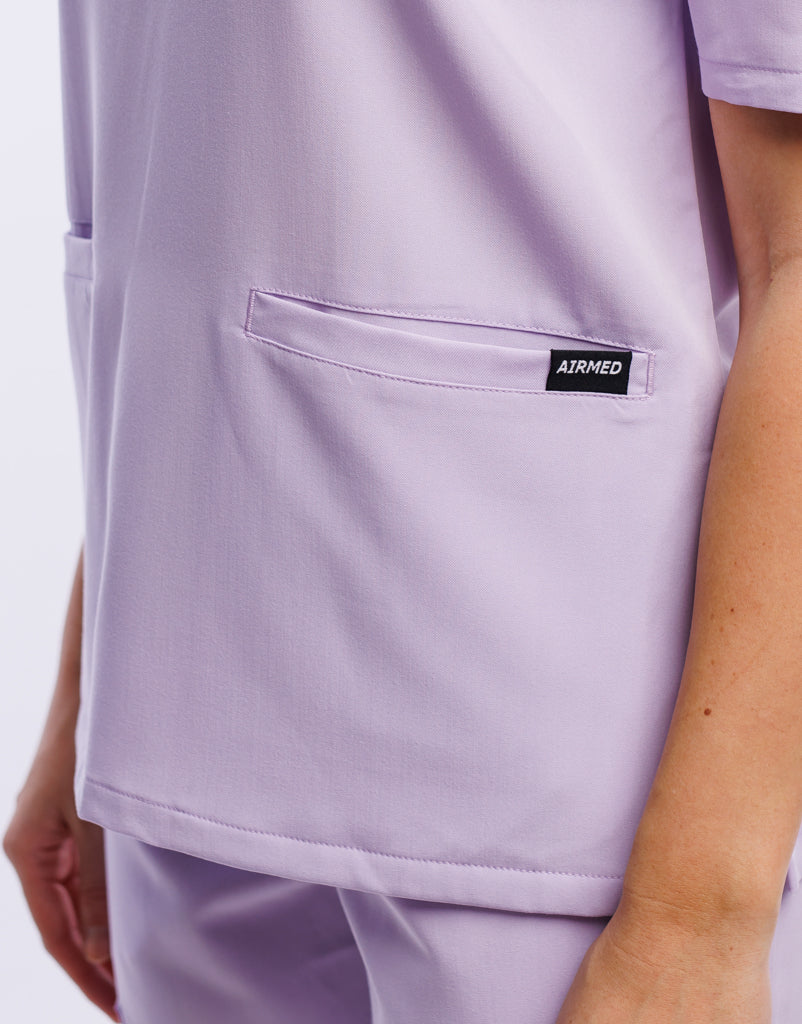 Essential V Neck Scrub Top - Pastel Lilac