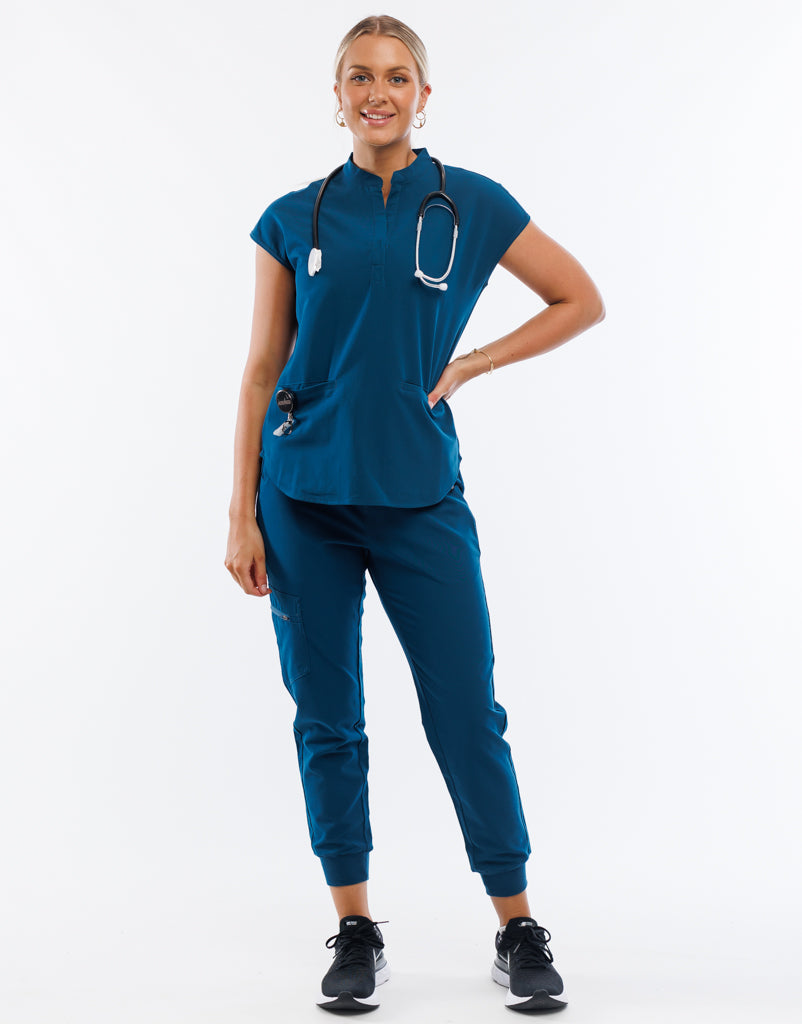 Apollo Scrub Top - Gibraltar Blue