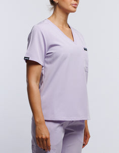 Essential One Pocket V Neck Scrub Top - Pastel Lilac