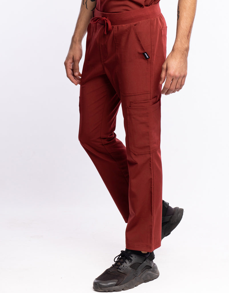 Essential Multi-Pocket Scrub Pants - Bordeaux Red