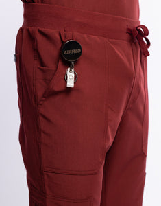 Essential Multi-Pocket Scrub Pants - Bordeaux Red