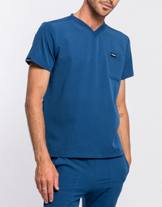 Essential V Neck Scrub Top - Classic Blue