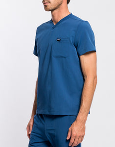 Essential V Neck Scrub Top - Classic Blue