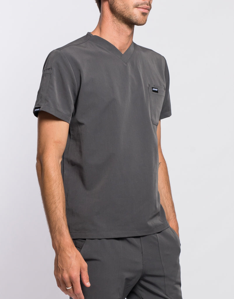 Essential V Neck Scrub Top - Asphalt