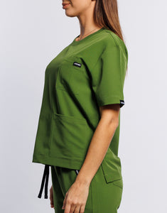 Essential Crewneck Scrub Top - Fern Green