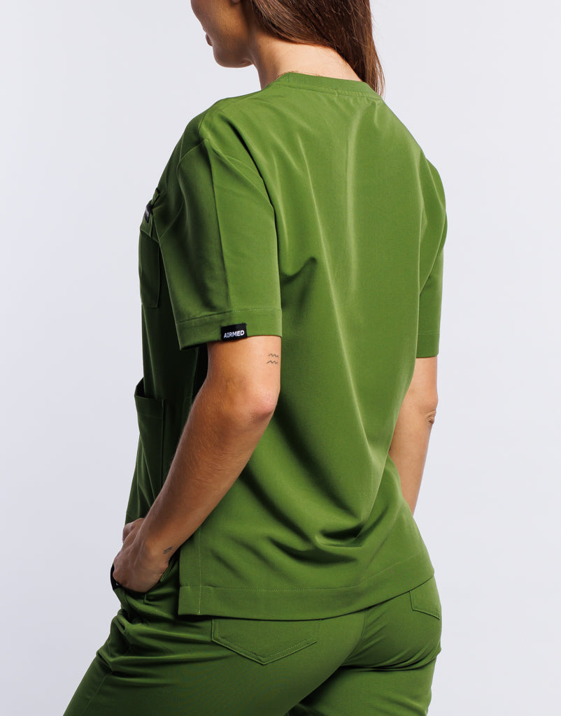 Essential Crewneck Scrub Top - Fern Green