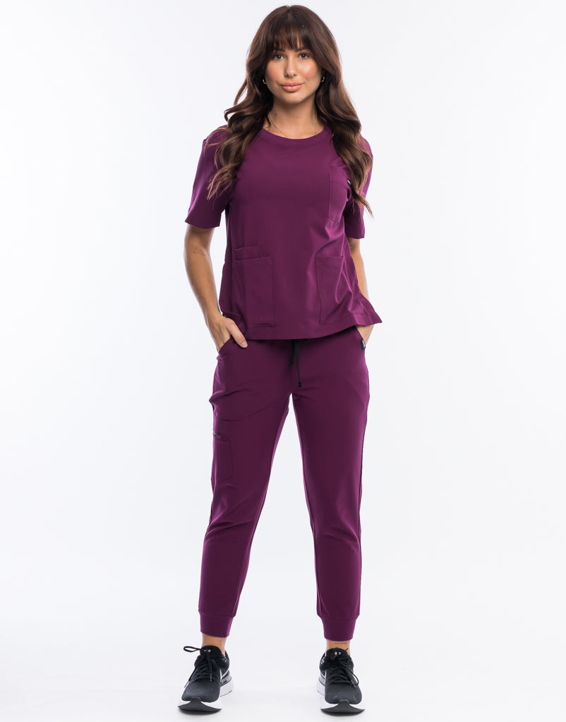 Essential Crewneck Scrub Top - Purple