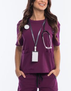 Essential Crewneck Scrub Top - Purple