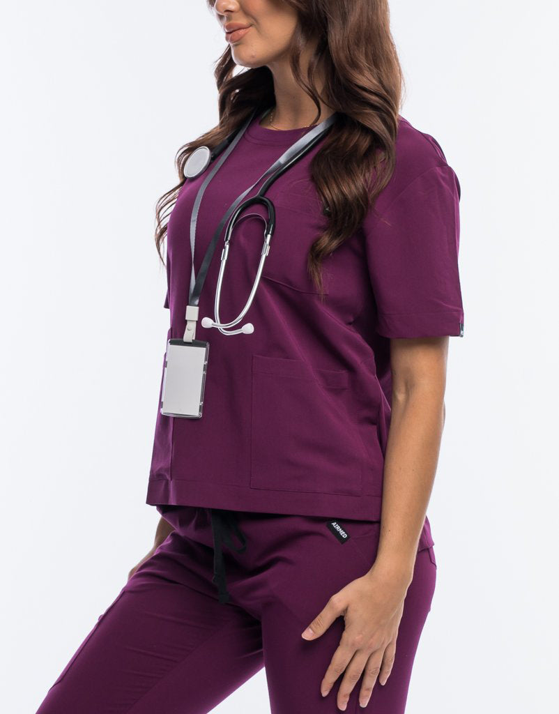 Essential Crewneck Scrub Top - Purple